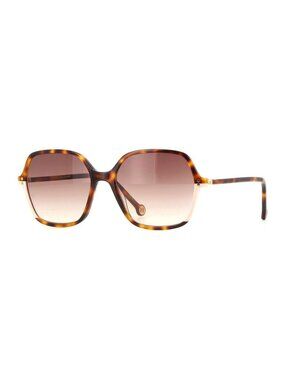 New Authentic Carolina Herrera Men's Shiny Dark Havana Square Acetate Sunglasses